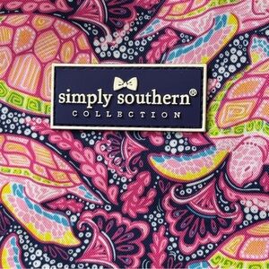 Simply Southern Navy /pink/gold tote with sea turtle theme print.